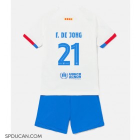 Dječji Nogometni Dres Barcelona Frenkie de Jong #21 Gostujuci 2023-24 Kratak Rukav (+ Kratke hlače)